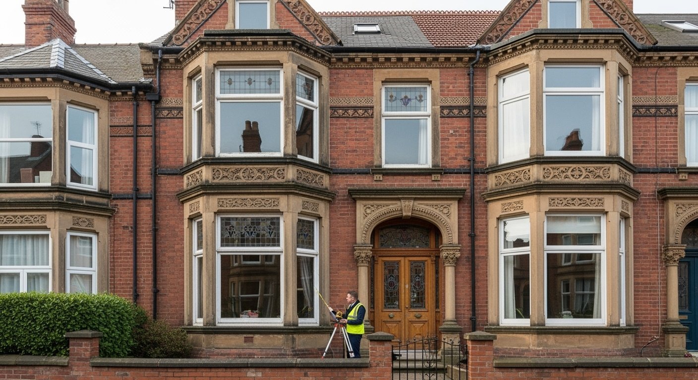 Victorian terraced house in Chester with RICS surveyor conducting inspection